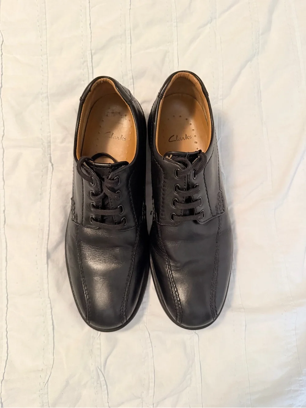 Clarks Black Leather Lace-Up Oxford Shoes